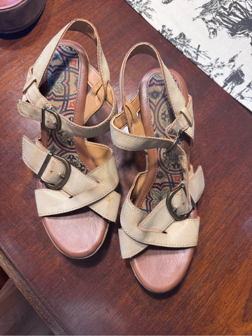 b.o.c. Beige Strappy Buckled Women's Sandals